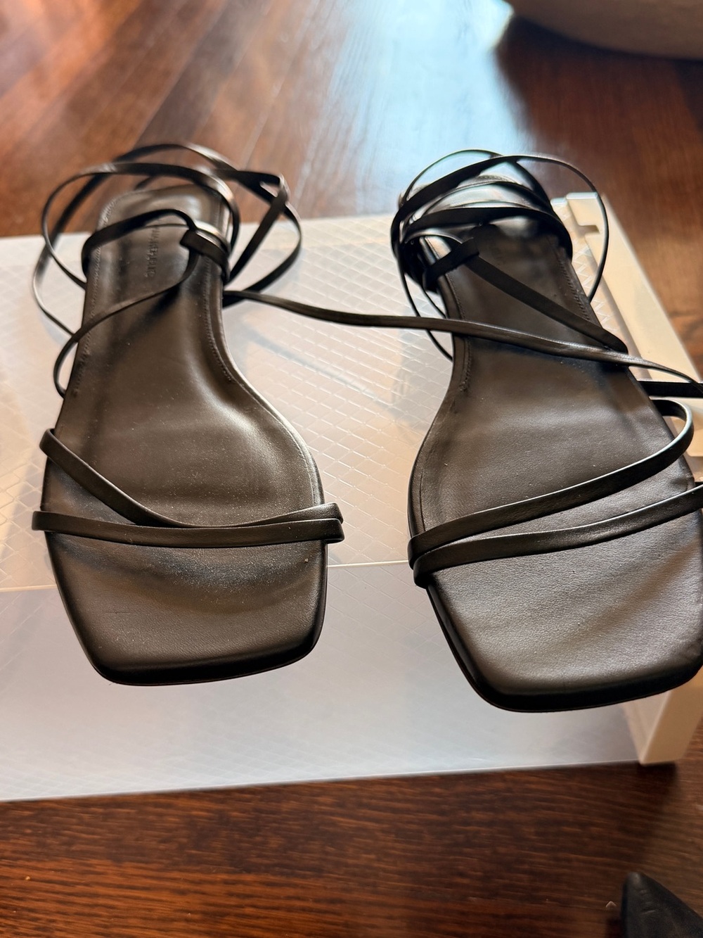 Banana Republic Black Lace-Up Square-Toe Sandals